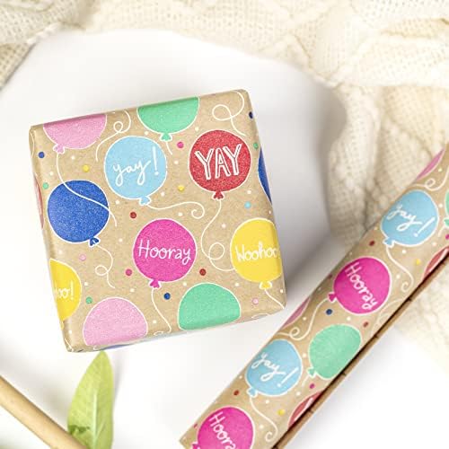 RUSPEPA Kraft Wrapping Paper Roll - Balloon Pattern - 24 Inches x 100 Feet - Image 2