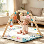 Baby Play Gym Mat with Multiple Sensory Developmental Zones for 0-18Months Babies by Enborbabe
