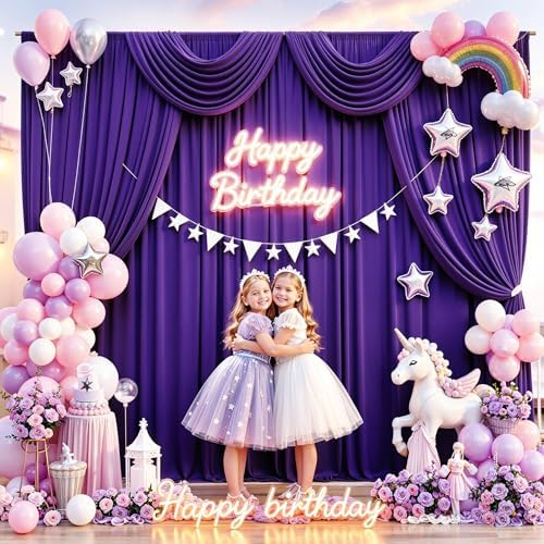 10x14ft Deep Purple Backdrop Curtains for Wedding Party, 2 Panels 14 ft Long Back Drop Cloth, Wrinkle-Free Polyester Drapes for Birthday, Baby Shower, Stage Photography Background - Image 7