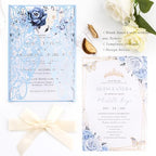 50pcs Light Blue Wedding Invitation Kit Laser Cut Invitations Pocket Card - Image 4