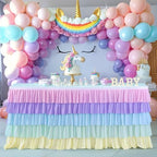 9ft Rainbow Tutu Tulle Table Skirt for Rectangle Round Tables Chiffon Table Cloth for Birthday Party Decorations Baby Shower Parties Ruffle Table Skirting - Image 2