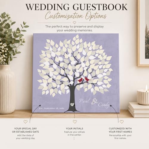 MuralMax Personalized Wedding Signing Tree Canvas Guest Book Wall Art - Image 5