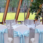 Satin Baby Blue Chair Sashes Bows 50 Pack for Wedding Party, Light Blue Sashes for Chair Covers and Chairs Decor - Image 2