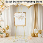 Feifeiya 2 Pcs Gold Floor Easel Stand 46 in, Trapezoidal Metal - Image 6