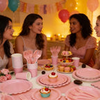 200Pcs Light Pink Party Plates and Napkins, 9’’and 7’’ Disposable Scalloped Pink Paper Plates Cups Napkins Forks Set Party Supplies for Birthday, Baby Shower Bridal Shower Party Decorations, Serves 40 - Image 6