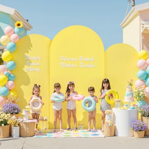 Yellow Arch Backdrop Cover 7.2ft 6.6ft 6ft Arch Cover Set of 3 Arch Covers Stretchy Backdrop for Wedding Party Baby Shower Birthday Photography Spandex Arch Stand Covers Backdrop Curtains Decor - Image 3