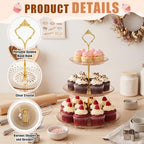 Patelai 8 Packs 3 Tier Acrylic Cake Stand with Round Holder 3 Tier Serving Tray Acrylic Crystal Cupcake Stand Holder for Home Wedding Birthday Baby Shower Tea Party Favors(Clear Amber, Golden Crown) - Image 4