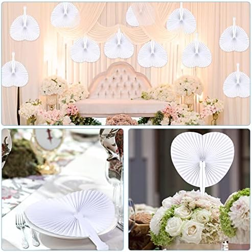 Unittype 150 Packs Heart Shaped Paper Fans for Wedding Guests,White - Image 6