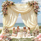 10ft x 10ft Beige Backdrop Curtains for Parties, 2 Panels 5ft x 10ft Wrinkle-Free Polyester Photo Backdrop Drapes for Wedding Birthday Baby Shower Graduation Photography Background - Image 7