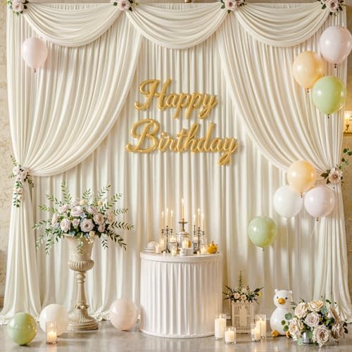 50x15ft Beige Backdrop Curtains for Parties Wedding Photo Wrinkle Free - Image 2