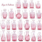 TBWIND Pink Glass Bud Vase Set of 24, Small Flower Vases - Image 3