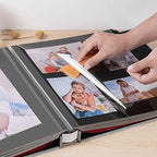 Large Photo Album Self Adhesive 4x6 5x7 3x5 8.5x11 Scrapbook Magnetic DIY Scrapbook Length 13 x Width 12.8 (Inches) 120 Black Sticky Pages Linen Cover DIY Photo Album(Grey) - Image 2