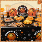 Potchen 452 Pcs Basketball Plates Napkins Party Supply, Black Orange - Image 6