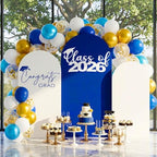 Foilswirl 2026 Graduation Decorations Class of 2026 Arch Backdrop Cover (4/5/6ft) Balloon Arch Cover Spandex Backdrop Blue White Golden Balloons for Graduation Season Class Party Decor - Image 2