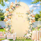 6.6FT Champagne Arch Backdrop Cover - Polyester Fitted Wedding Arch Stand Covers Round Top Chiara Arch Backdrop Cover for Birthday Party Banquet Photo Background Decoration - Image 7