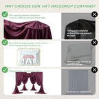 20ftx14ft Burgundy Backdrop Curtain for Wedding Parties - Image 4