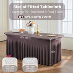 6 Pack Brown Spandex Tablecloths for 6 Foot Rectangle Tables, Wrinkle Free Stretchy Table Cloths 6ft Fitted Table Cover DeskSkirt for Weddings Birthday Party Banquet Baby Shower - Image 6