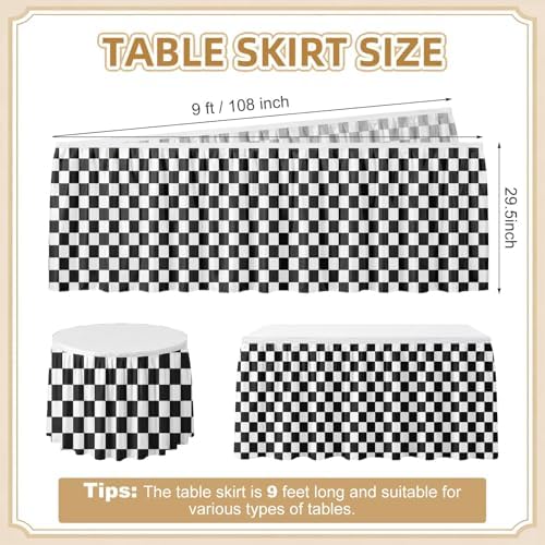 Sanwarm Table Skirt, 29" x 108", for Rectangular & Round Desk Checkered - Image 2
