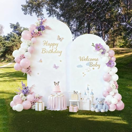 SuuWoee Wedding Arch Backdrop Stand Set of 2 With White Cover (6FT+5FT) - Image 2