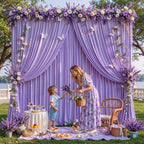 10x10FT Backdrop Curtains with Rod Pockets - Wrinkle Free Photo Stage Backdrop 2 Panels Curtains Drapes for Photography Wedding Party Baby Shower Decorations (Lavender) - Image 7