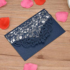 FOMTOR Laser Cut Wedding Invitation Cards Set w/Envelopes & Inserts & Seals – for Wedding, Bridal Shower, Graduation, Birthday Party, Engagement, Anniversary Blue 50Pcs - Image 6
