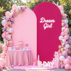 Hot Pink and Light Pink Arch Backdrop Cover 7.2FT 6FT Wedding Arch Covers Set of 2 Double-Color Arch Covers Stretchy Backdrop Spandex Fitted Fabric Backdrops for Party Baby Shower Birthday Decoration by Tao-GePartyDecorations