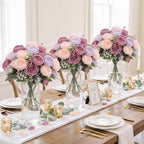 Geosar 36 Bundles Artificial Peonies Flowers,Dusty Pink, Light Pink, Purple - Image 3