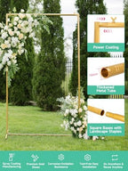 Gold Wedding Arch Backdrop Stand, 6.6 * 3.3FT Square Backdrop Stand Balloon Flower Metal Frame for Ceremony, Anniversary, Party, Birthday,Baby Shower Photo Booth Decoration - Image 6