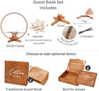 Wooden Tree Wedding Guest Book Alternative – Unique Drop Box Frame with Wooden Leaves, Rustic Wedding Decoration, Personalized Guestbook Set with Markers & Stand for Reception or Anniversary - Image 3