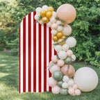 Red and White Arch Backdrop Cover 7.2 FT, Farmhouse Red White Stripes Geometric Wedding Arch Cover Stretchy Backdrop Stands Covers for Birthday Party Ceremony Banquet Decor by Unknown