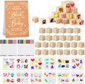 152PCS Baby Shower Blocks to Decorate Game Kit Includes 52 Wooden Blocks 24 Drawing Pen 1 Game Sign 75 Design Templates to Paint for Baby Shower Games Gender Reveal & Birthday Decorations by TWINKLEMON