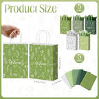 Kolldenn 50 Sets Green Wildflower Gift Bags Bulk with Tissue Paper - Image 2