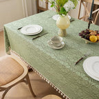 Sage Green Boho Crochet Lace Tablecloth Rectangle 60 x 84 Inch - Image 7