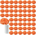 AVIVIHO 65pcs Fake Flowers Orange Hydrangea Artificial Flowers Bulk (Not Squished, No Steaming Need) Silk Flowers with Stems for Wedding Decor,Home,Baby Shower,Table Centerpieces Decoration by Aviviho
