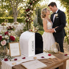 White Arched Wedding Card Box with Black Standee & Erasable Pen for Party - Image 7