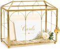 Glass Wedding Card Box with Slot and Lock, Gold Card Box by YourBestChoice