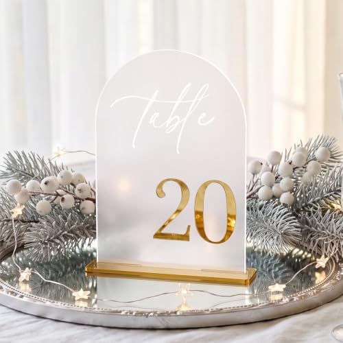 Frosted Arch Table Numbers 1-20 with Stands, Gold 3D Wedding Table Numbers - Image 5