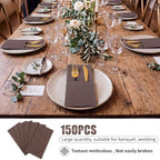 Cindeer 150 Pcs Coffee Linen Dinner Napkins with Built in Flatware - Image 5