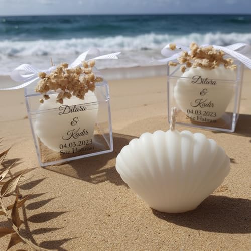 Wedding Favor Guest Bulk, White Seashell Shaped Candle Party Favors, Bridal Shower Favor for Beach Party Gifts, Baby Shower Favors for Baptism Favors (Set of 30) - Image 7