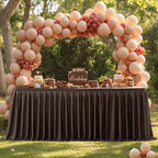 Partisky Chocolate Brown Polyester Table Skirt for Rectangle Tables 14ft, Wrinkle Resistant Pleated Ruffle Table Cloth for Banquet Wedding Trade Baby Shower Display Gift Dining Table - Image 6