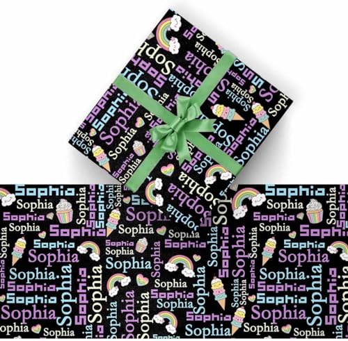 AOFUN Wrapping Paper Roll with Printed Name Personalized Christmas Gift Holiday Gift For Couples Mens Birthday Wrapping Paper 5 Rolls 58" x 23" - Image 2