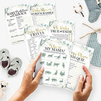 Hadley Designs 50 Greenery Baby Prediction And Advice Cards, Trivia Games, etc., 25 Baby Animal Matching, Nursery Rhyme Game-6 Double Sided Cards Baby Shower Funny Games, Ideas Baby Sprinkle Games - Image 2