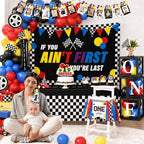 Fast One Birthday Decorations for Boys Racing Car First Birthday Party Supplies Tableware Cars Birthday Paper Plates Napkins Forks Backdrop Balloon Banner Balloon Boxes - Image 3