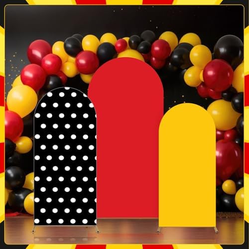 3 Pcs Cartoon Mouse Arch Backdrop Cover Red Yellow Black Dot Background - Image 6