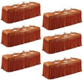 6 Packs Terracotta Satin Tablecloths Rectangle 6FT, Glitter Spandex Fitted Stretch Table Covers Wrinkle-Free Floor Length Shimmer Table Skirt for Weddings Parties Baby Shower Banquets Vendor Events by Partisky