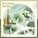 Pangda 60 Pack Folding Fans Round Paper Fans Assortment with Plastic Handle for Wedding Favor Party Bag Filler (Sage Green) - Image 4