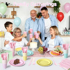 350 Pcs Pastel Disposable Plates and Napkins Tableware Set for 50 Guests - Image 6