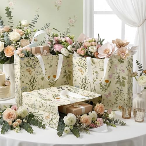 Abbylike 30 Pcs Wildflower Large Floral Tote Gift Bags Non Woven Handle - Image 6