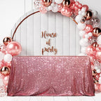 SquarePie Sequin Tablecloth 90x132 Inch Fuchsia Pink for Wedding Party by SquarePie
