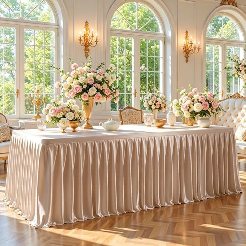 6 Pack Taupe Satin Table Clothes for 6 Foot Rectangle Tables - 6FT Wrinkle Resistant Glitter Rectangle Tablecloths, Party Table Covers for Wedding Banquet, Baby Shower, Birthday, Holiday Dinner by WishCare